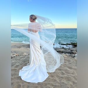 Floor Length Wedding Veil with Pearls